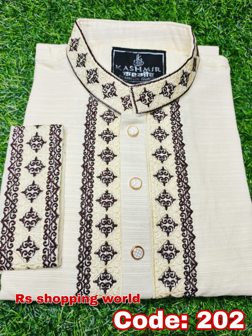 প্রিমিয়াম খাদি কাজ করা পাঞ্জাবী  code :202